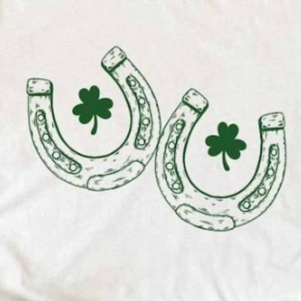 St. Patrick's Day Cowgirl Shirt, Lucky Horseshoe Clover Tee - Picture 2 of 4